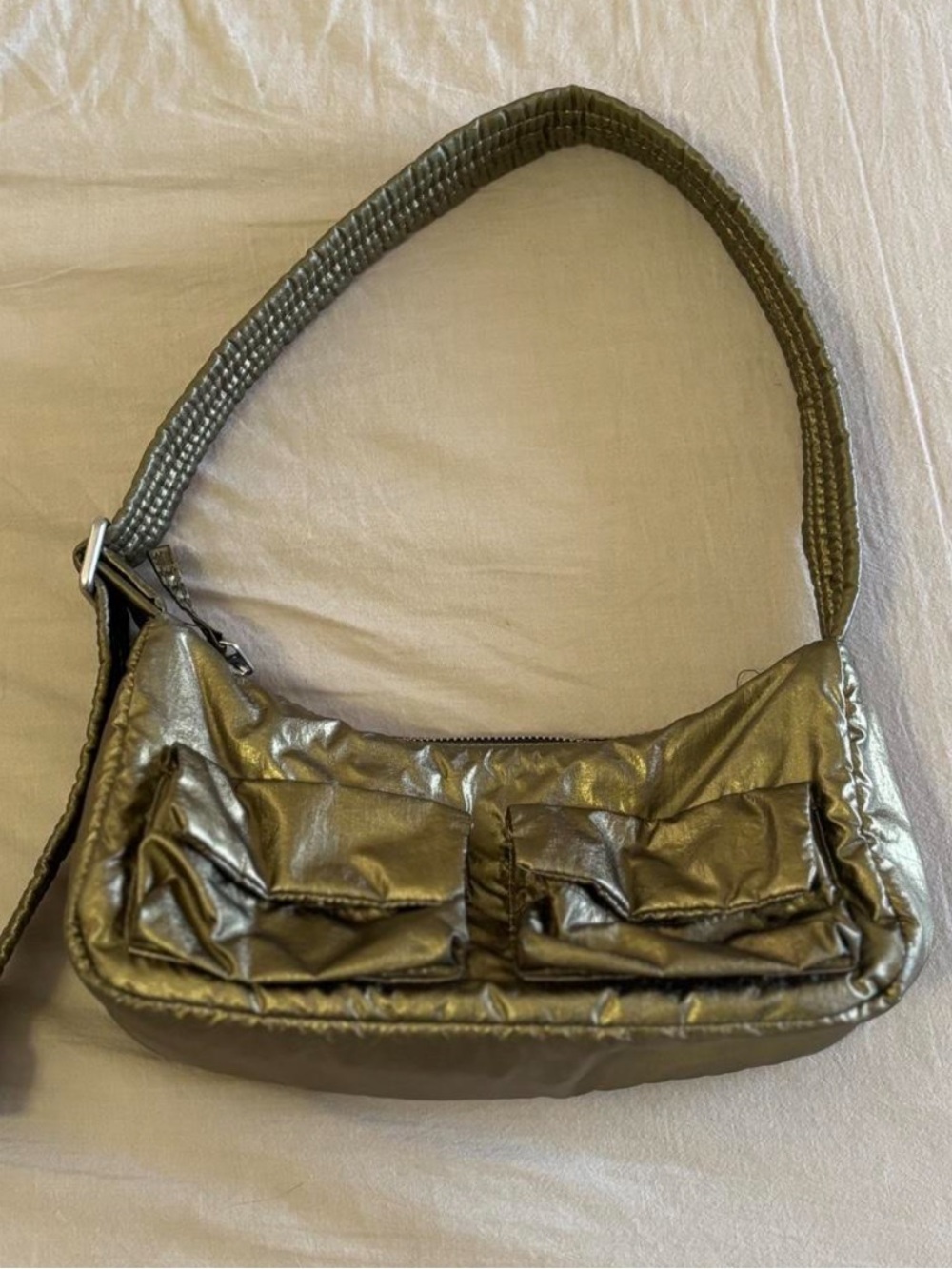 BAGGU Cargo Shoulder Bag in Deadstock Bronze Metallic